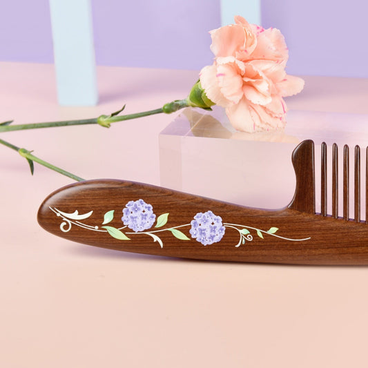 Inserted Hair Comb with Hydrangea Pattern