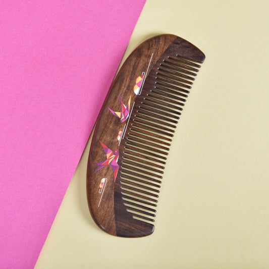 Natural Wooden Lacquer Art Comb – Harmony in Joy